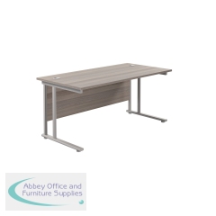 Jemini Rectangular Cantilever Desk 1800x800x730mm Grey Oak/Silver KF807179
