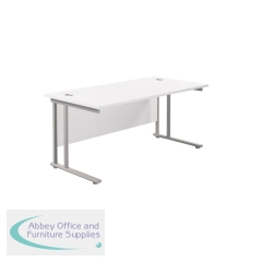 Jemini Rectangular Cantilever Desk 1800x800x730mm White/Silver KF807193