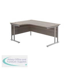 Jemini Radial Left Hand Cantilever Desk 1600x1200x730mm Grey Oak/Silver KF807537
