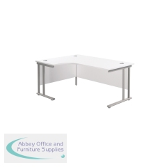 Jemini Radial Left Hand Cantilever Desk 1600x1200x730mm White/Silver KF807551