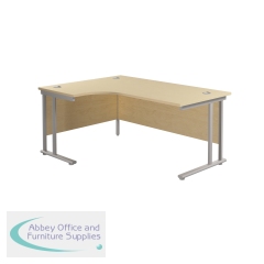Jemini Radial Left Hand Cantilever Desk 1600x1200x730mm Maple/Silver KF807568