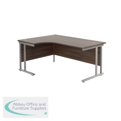 Jemini Radial Left Hand Cantilever Desk 1600x1200x730mm Dark Walnut/Silver KF807575