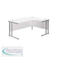Jemini Radial Right Hand Cantilever Desk 1600x1200x730mm White/Silver KF807612