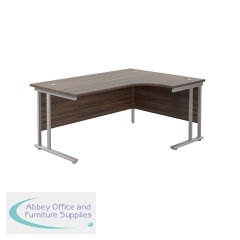 Jemini Radial Right Hand Cantilever Desk 1600x1200x730mm Dark Walnut/Silver KF807636