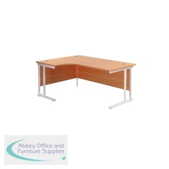 Jemini Radial Left Hand Cantilever Desk 1600x1200x730mm Beech/White KF807643