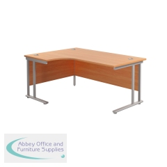Jemini Radial Left Hand Cantilever Desk 1800x1200x730mm Beech/Silver KF807766