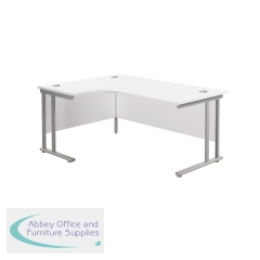 Jemini Radial Left Hand Cantilever Desk 1800x1200x730mm White/Silver KF807797