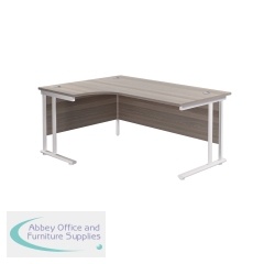 Jemini Radial Left Hand Cantilever Desk 1800x1200x730mm Grey Oak/White KF807896