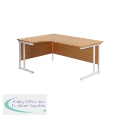 Jemini Radial Left Hand Cantilever Desk 1800x1200x730mm Nova Oak/White KF807902