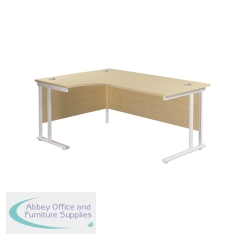 Jemini Radial Left Hand Cantilever Desk 1800x1200x730mm Maple/White KF807926