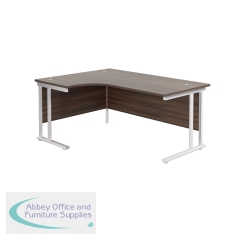 Jemini Radial Left Hand Cantilever Desk 1800x1200x730mm Dark Walnut/White KF807933