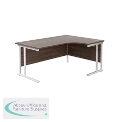 Jemini Radial Right Hand Cantilever Desk 1800x1200x730mm Dark Walnut/White KF807995