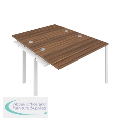 Jemini 2 Person Extension Bench Desk 1200x1600x730mm Dark Walnut/White KF808657