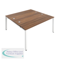 Jemini 2 Person Bench Desk 1200x1600x730mm Dark Walnut/White KF808718