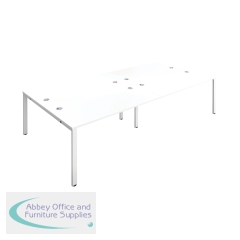 Jemini 4 Person Bench Desk 2400x1600x730mm White/White KF808756