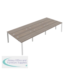 Jemini 6 Person Bench Desk 3600x1600x730mm Grey Oak/White KF808794