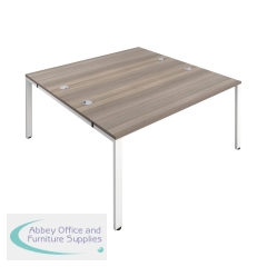 Jemini 2 Person Bench Desk 1400x1600x730mm Grey Oak/White KF809036