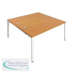 Jemini 2 Person Bench Desk 1400x1600x730mm Nova Oak/White KF809043