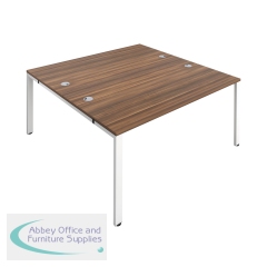 Jemini 2 Person Bench Desk 1400x1600x730mm Dark Walnut/White KF809074