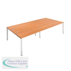 Jemini 4 Person Bench Desk 2800x1600x730mm Beech/White KF809081