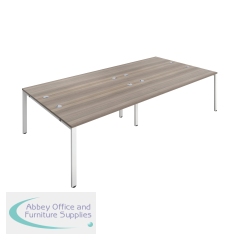 Jemini 4 Person Bench Desk 2800x1600x730mm Grey Oak/White KF809098