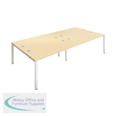 Jemini 4 Person Bench Desk 2800x1600x730mm Maple/White KF809128