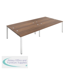 Jemini 4 Person Bench Desk 2800x1600x730mm Dark Walnut/White KF809135