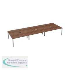 Jemini 6 Person Bench Desk 4200x1600x730mm Dark Walnut/White KF809197