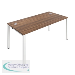 Jemini 1 Person Bench Desk 1600x800x730mm Dark Walnut/White KF809258