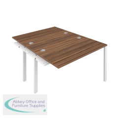 Jemini 2 Person Extension Bench Desk 1600x1600x730mm Dark Walnut/White KF809371