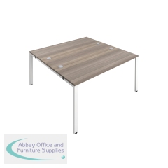 Jemini 2 Person Bench Desk 3200x1600x730mm Grey Oak/White KF809395