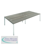 KF809456 - Jemini 4 Person Bench Desk 3200x1600x730mm Grey Oak/White KF809456