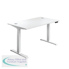 Jemini Sit/Stand Desk with Cable Ports 1200x800x630-1290mm White/White KF809791