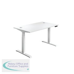 Jemini Sit/Stand Desk with Cable Ports 1600x800x630-1290mm White/White KF810032