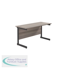 Jemini Rectangular Single Upright Cantilever Desk 1400x600x730mm Grey Oak/Black KF810650