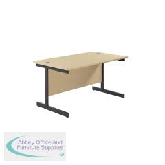 Jemini Rectangular Single Upright Cantilever Desk 1400x800x730mm Maple/Black KF810766