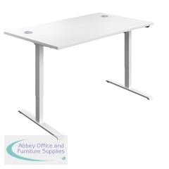 First Economy Single Motor Sit/Stand Desk 1400x800x705-1220mm White/White KF810770