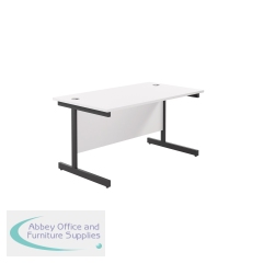 Jemini Rectangular Single Upright Cantilever Desk 1400x800x730mm White/Black KF810780