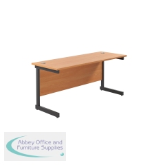 Jemini Rectangular Single Upright Cantilever Desk 1600x600x730mm Beech/Black KF810797