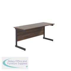 Jemini Rectangular Single Upright Cantilever Desk 1600x600x730mm Dark Walnut/Black KF810810