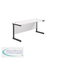 Jemini Rectangular Single Upright Cantilever Desk 1600x600x730mm White/Black KF810858