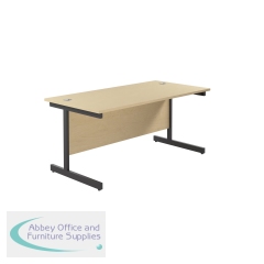 Jemini Rectangular Single Upright Cantilever Desk 1600x800x730mm Maple/Black KF810902