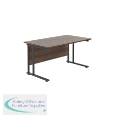 Jemini Rectangular Double Upright Cantilever Desk 1400x800x730mm Dark Walnut/Black KF810940