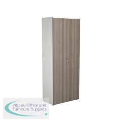 Jemini Wooden Cupboard 800x450x2000mm White/Grey Oak KF811121