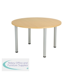 Jemini Circular Meeting Table 1200x1200x730mm Nova Oak/Silver KF816585