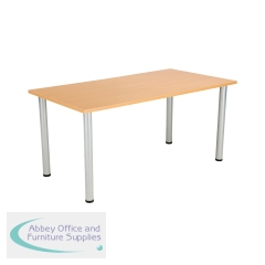 Jemini Rectangular Meeting Table 1600x800x730mm Beech/Silver KF816630