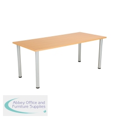 Jemini Rectangular Meeting Table 1800x800x730mm Beech/Silver KF816654