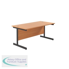 Jemini Rectangular Single Upright Cantilever Desk 1800x800x730mm Beech/Black KF818229