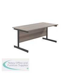 Jemini Rectangular Single Upright Cantilever Desk 1800x800x730mm Grey Oak/Black KF819431