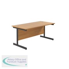 Jemini Rectangular Single Upright Cantilever Desk 1800x800x730mm Nova Oak/Black KF819455